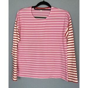 Boden Shirt Womens 2 Pink White Red Striped Long Sleeve‎ Top Preppy Classic